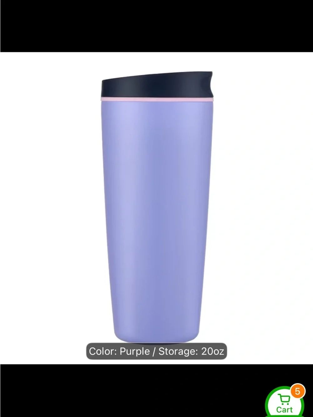 Insulated Purple Travel Tumbler with Navy Lid and Pink Trim